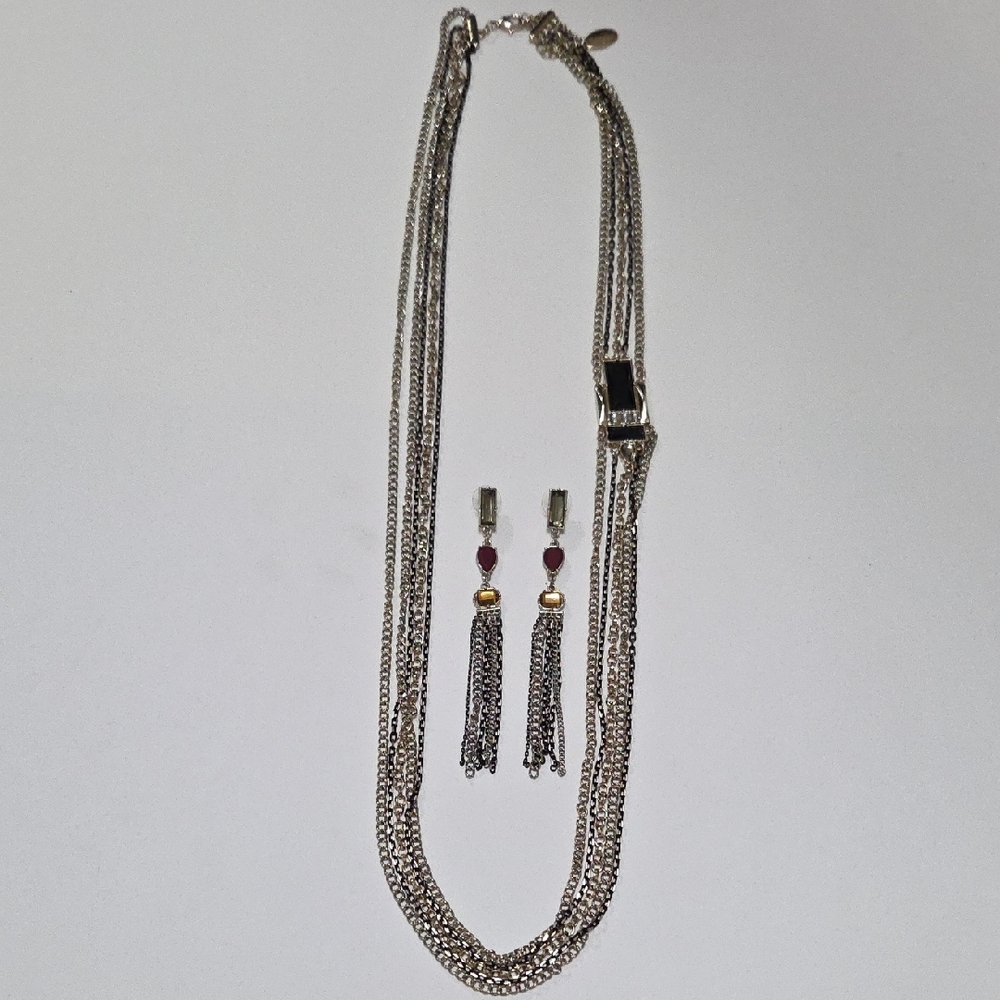 Nicole Miller Silver and Gold Necklace Set